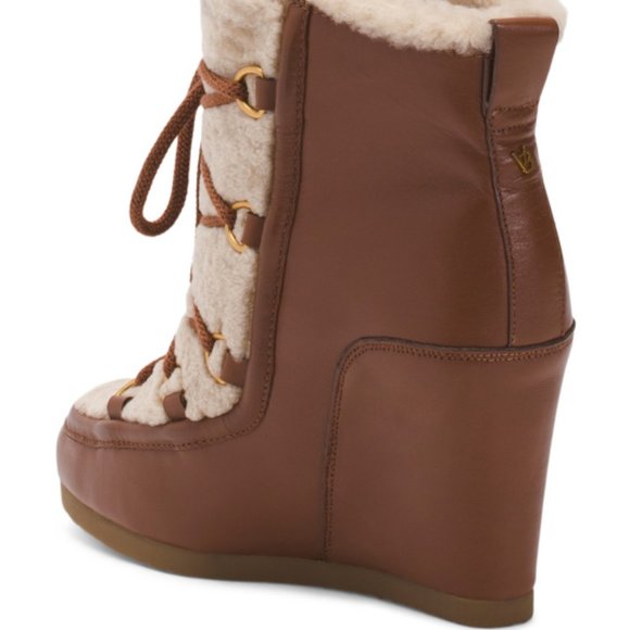 LAST PAIR! new VERONICA BEARD Leather Elfred Wedge Boots Hazel 9J6 - Picture 2 of 9